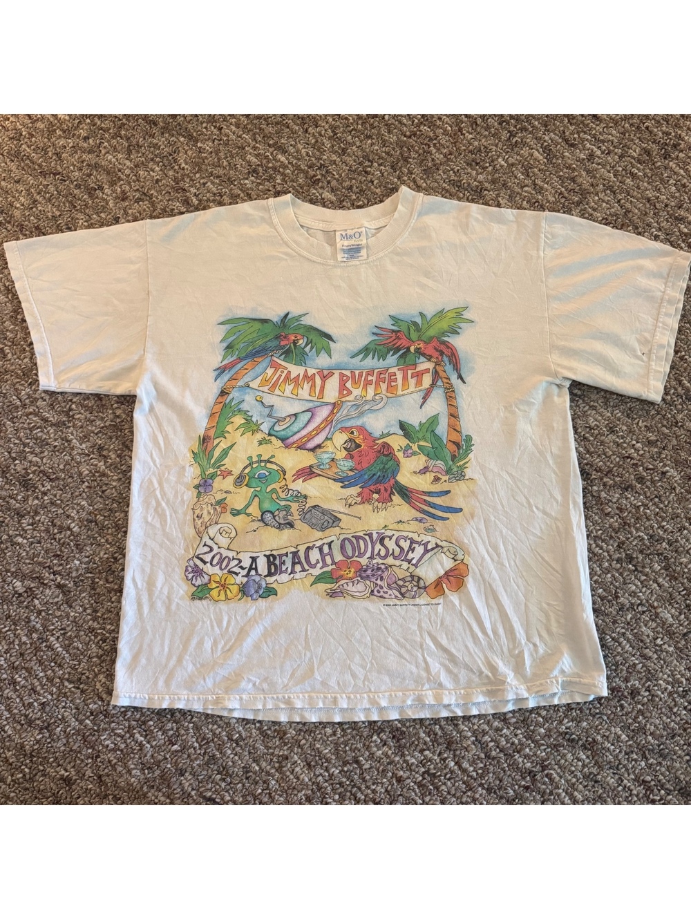 Vintage 2002 Jimmy Buffet Margaritaville A Beach Odyssey Graphic T-Shirt Size L